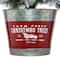5ft. Pre-Lit Snowy Pogue Pine Entrance Artificial Christmas Tree in Red Base, Warm White LED Lights